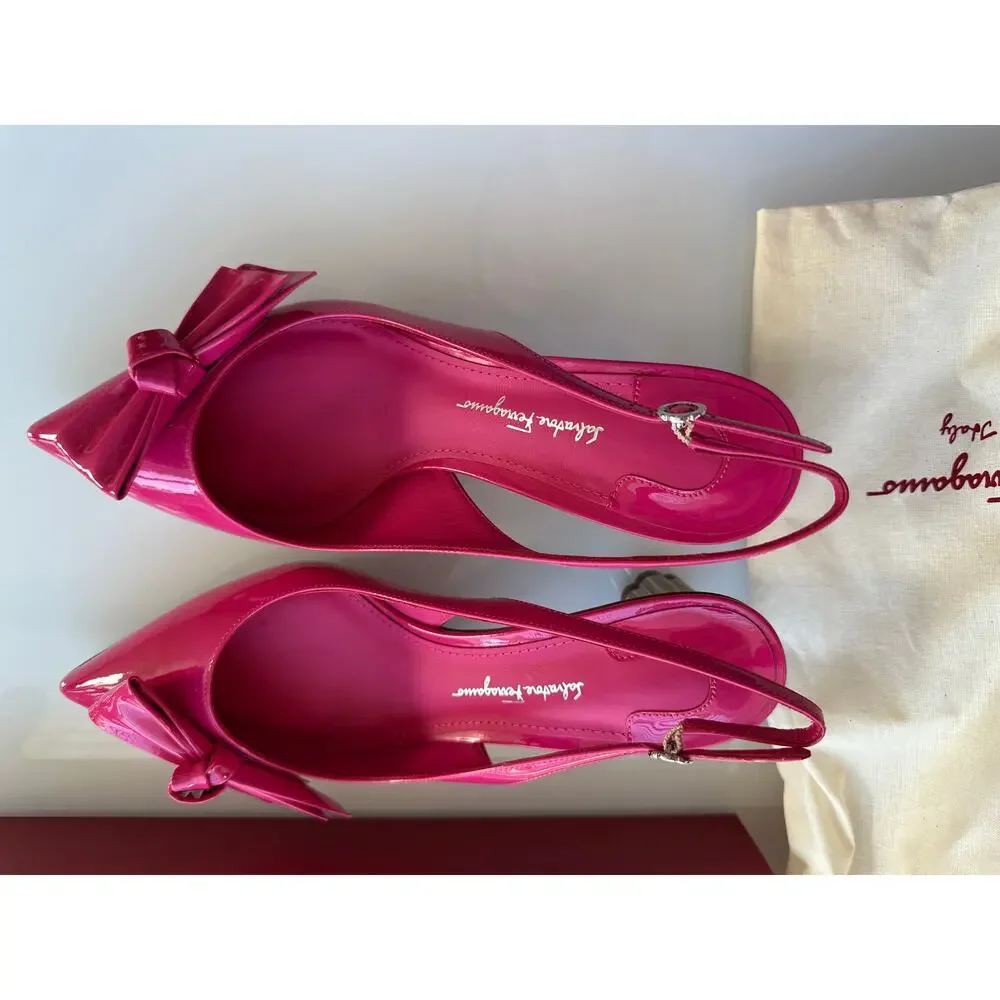 Salvatore Ferragamo Aulla 55 Patent Leather Slingback Pumps